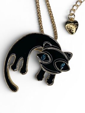 💋 2/$15 💋 Betsey Johnson Style - Black Cat Pendant/Brooch Necklace